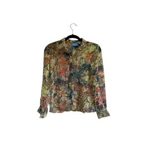 Simply Vera Women's PS Petite Small Sheer Long Sleeve Blouse Cottagecore‎